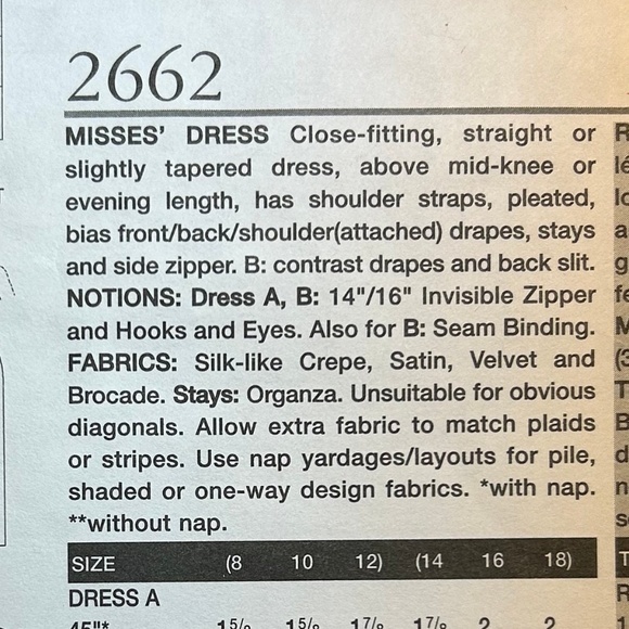 BILL BLASS Evening Dresses, SEWING PATTERN,  Sizes 8-10-12 - Picture 5 of 7